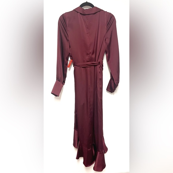 NWT Mac Duggal Ruffle Long Sleeve Faux Wrap Dress - Formal Wedding Guest Prom. - Picture 6 of 7